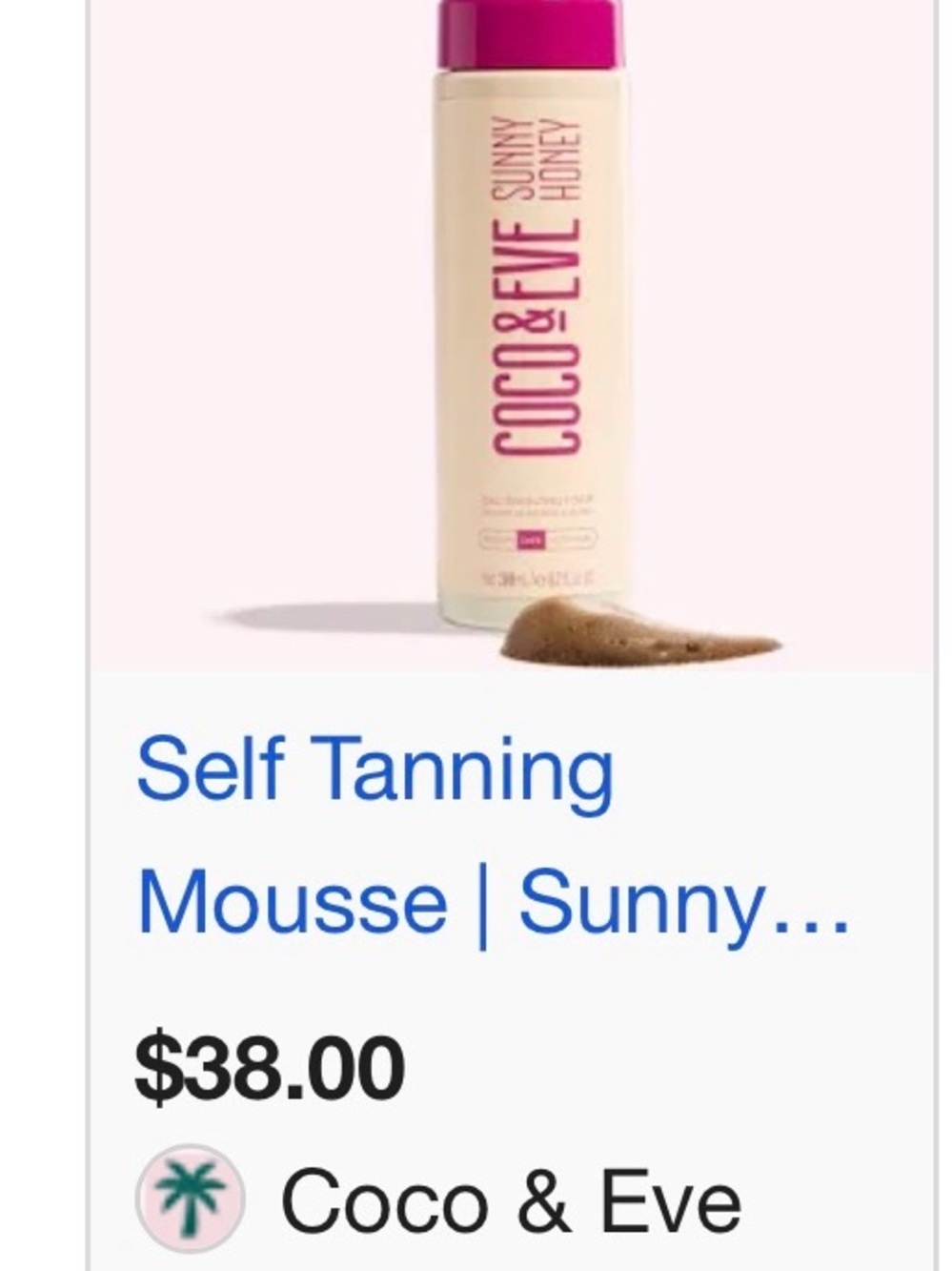 Coco & Eve Sunny Honey Self Tanning Mousse - shade medium